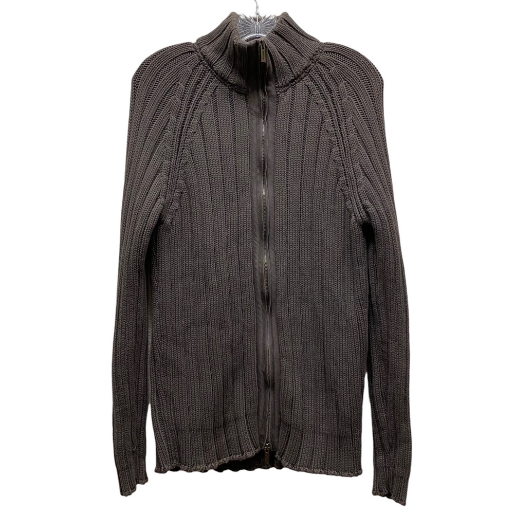 Zara Man Basic Ribbed Cable Knit Full Zip Mock Ne… - image 6